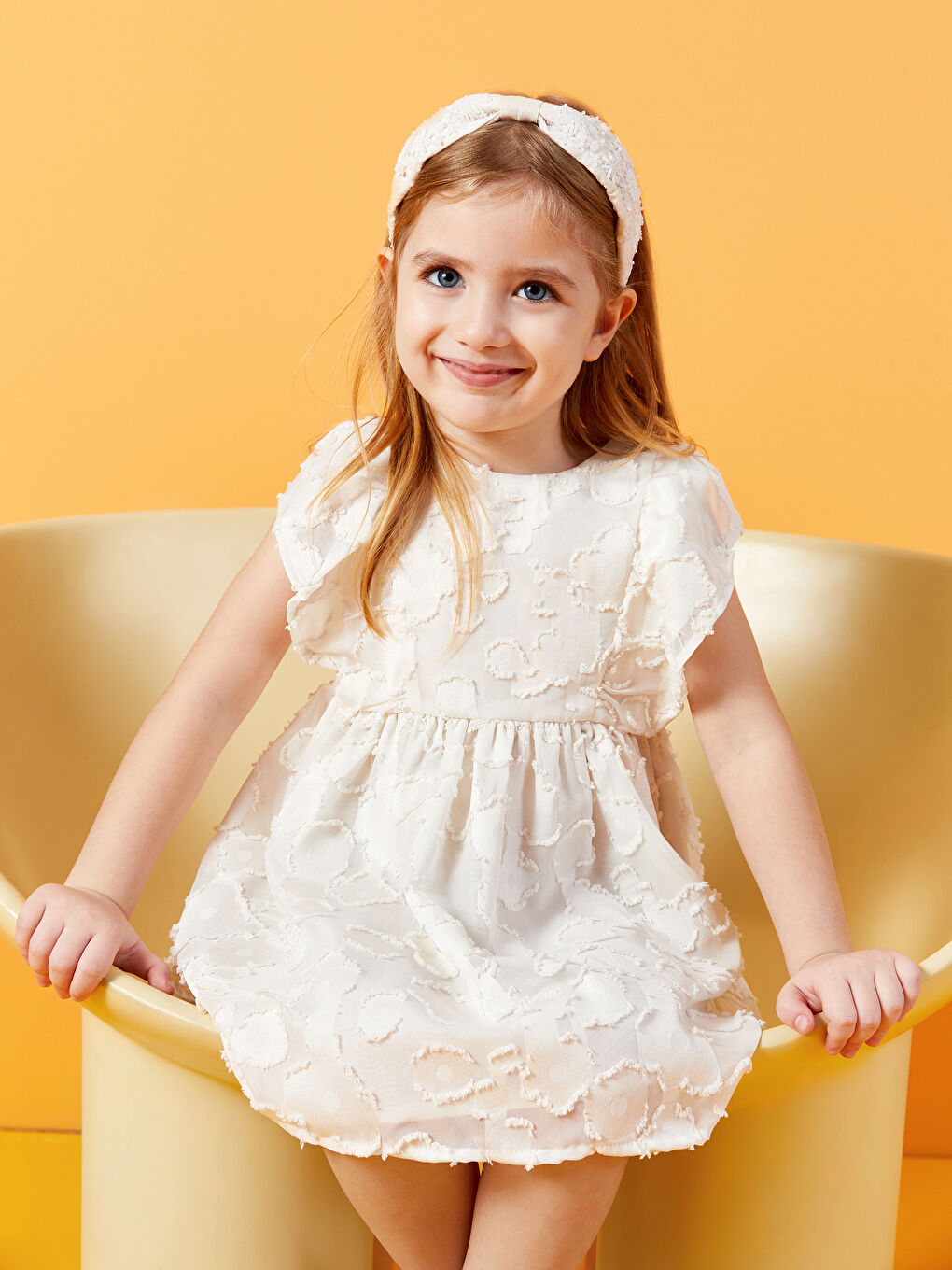 Crew Neck Sleeveless Patterned Baby Girls' Dress-1