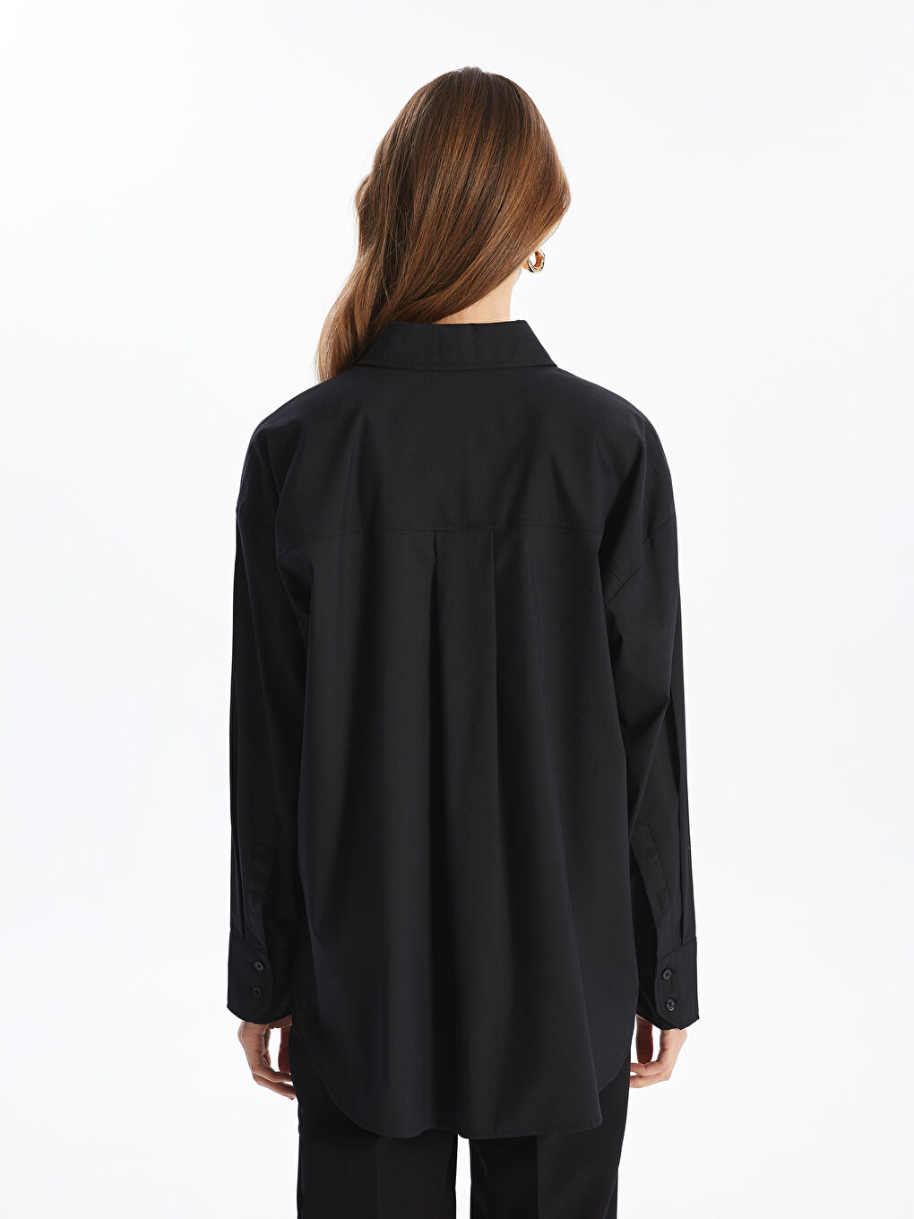 Plain Long Sleeve Oversize Women's Shirt -S4I438Z8-CVL