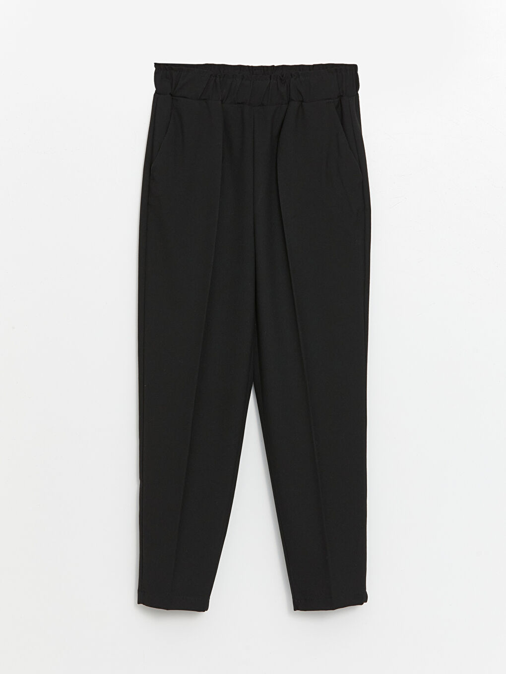 Siyah Beli Lastikli Standart Fit Kadın Pantolon-4