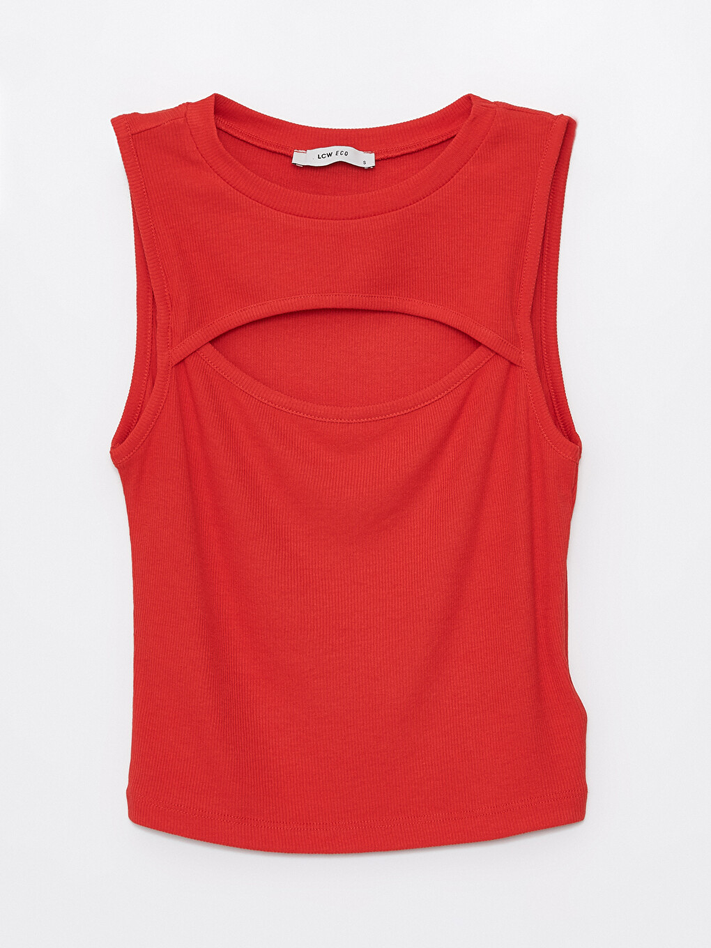 Crew Neck Window Detailed Women's Crop Top-5