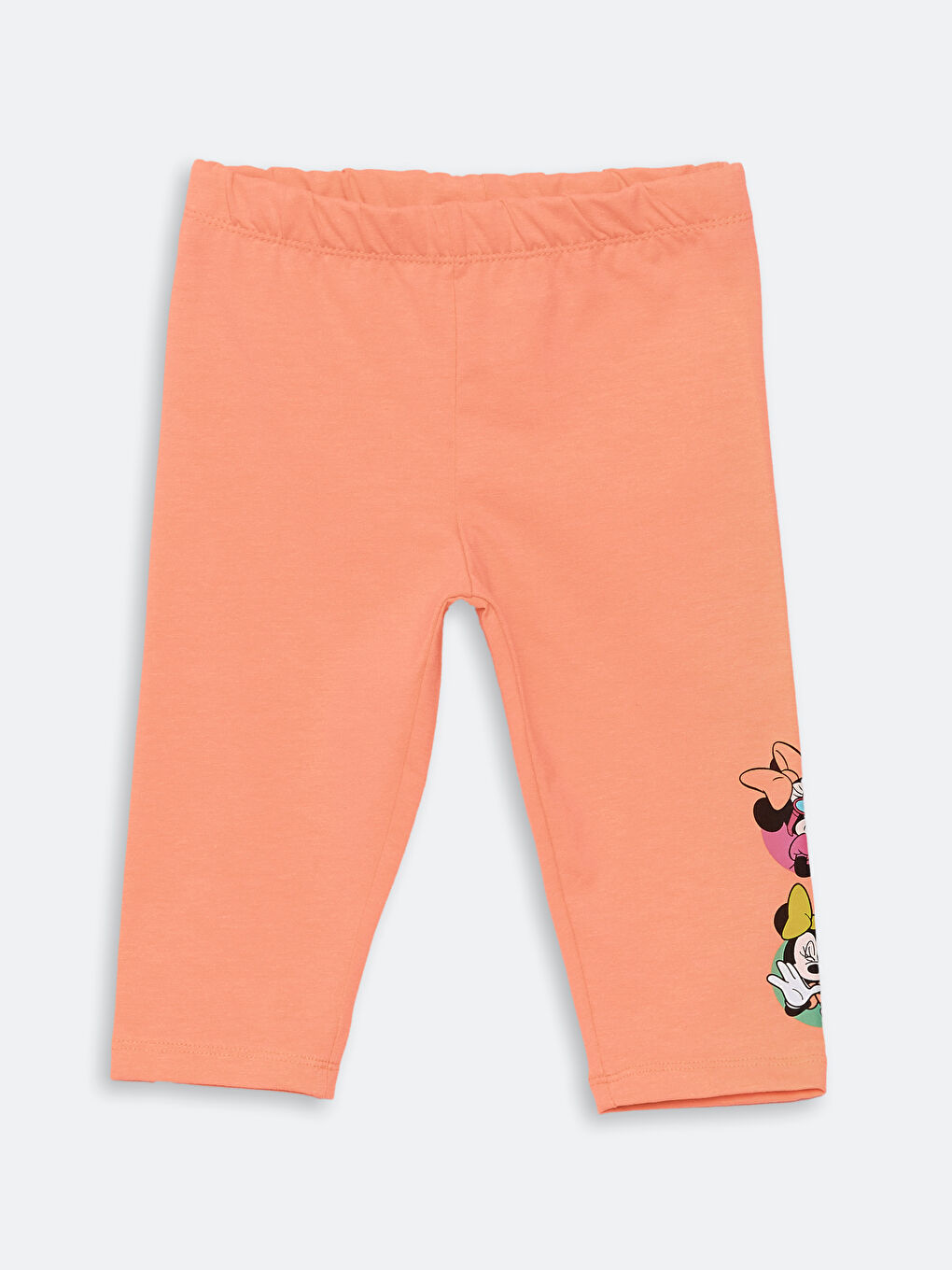 Turuncu Beli Lastikli Minnie Mouse Baskılı Kız Çocuk Tayt