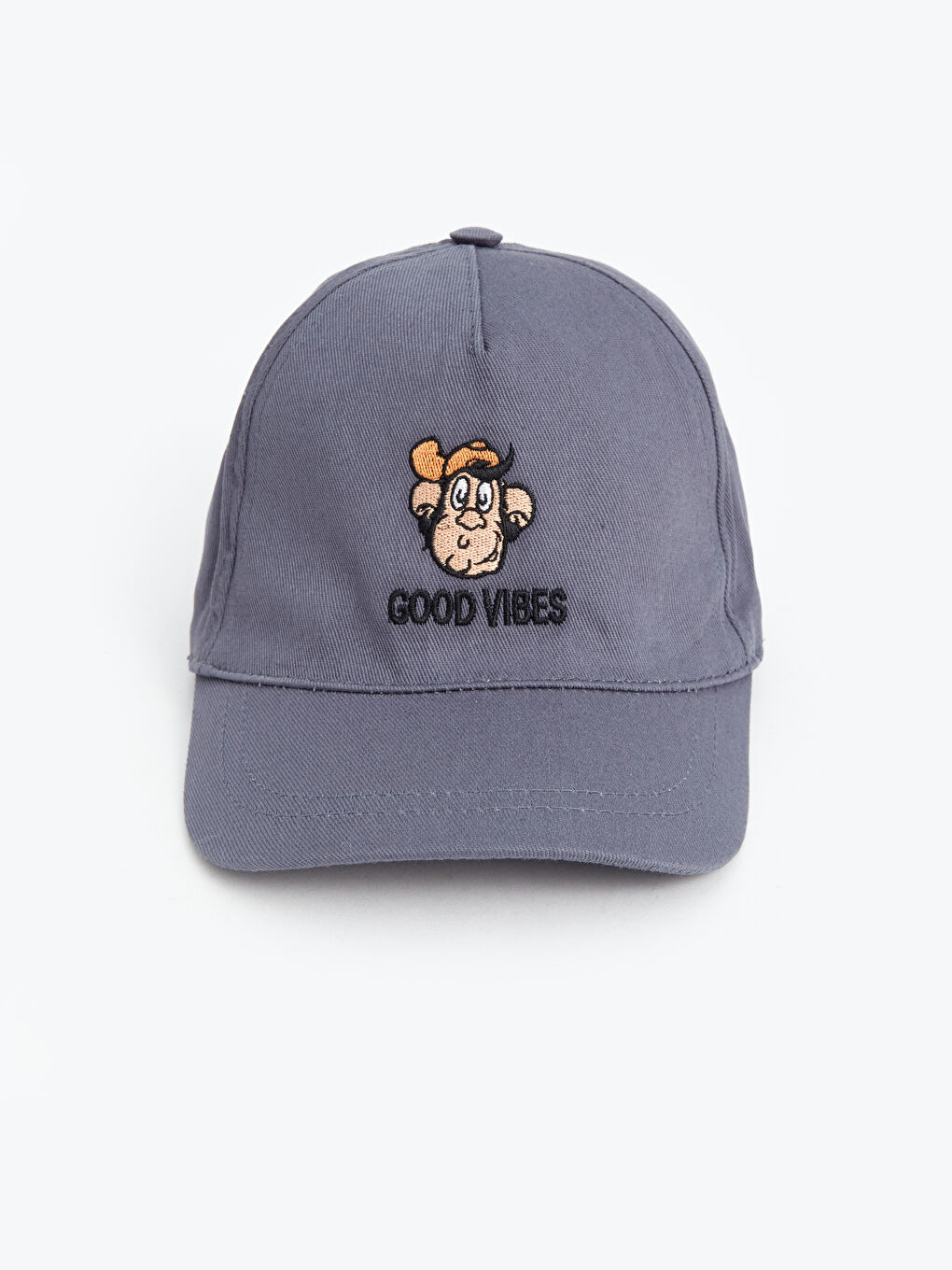 Gri Nostaljik Maymun Nakışlı Erkek Çocuk Kep Şapka