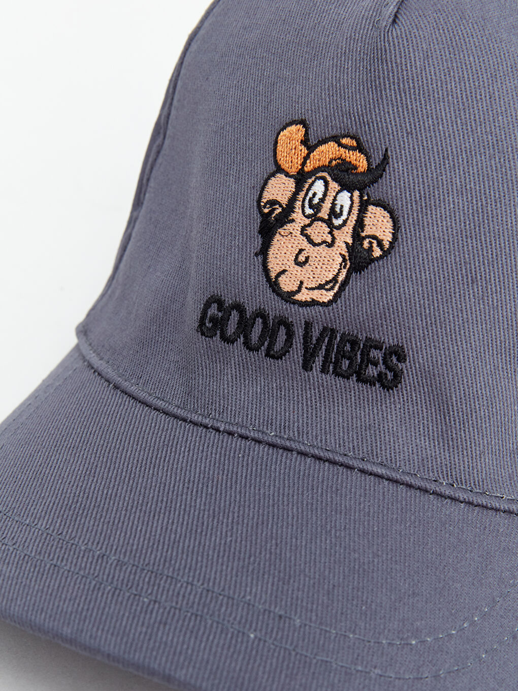 Gri Nostaljik Maymun Nakışlı Erkek Çocuk Kep Şapka-2