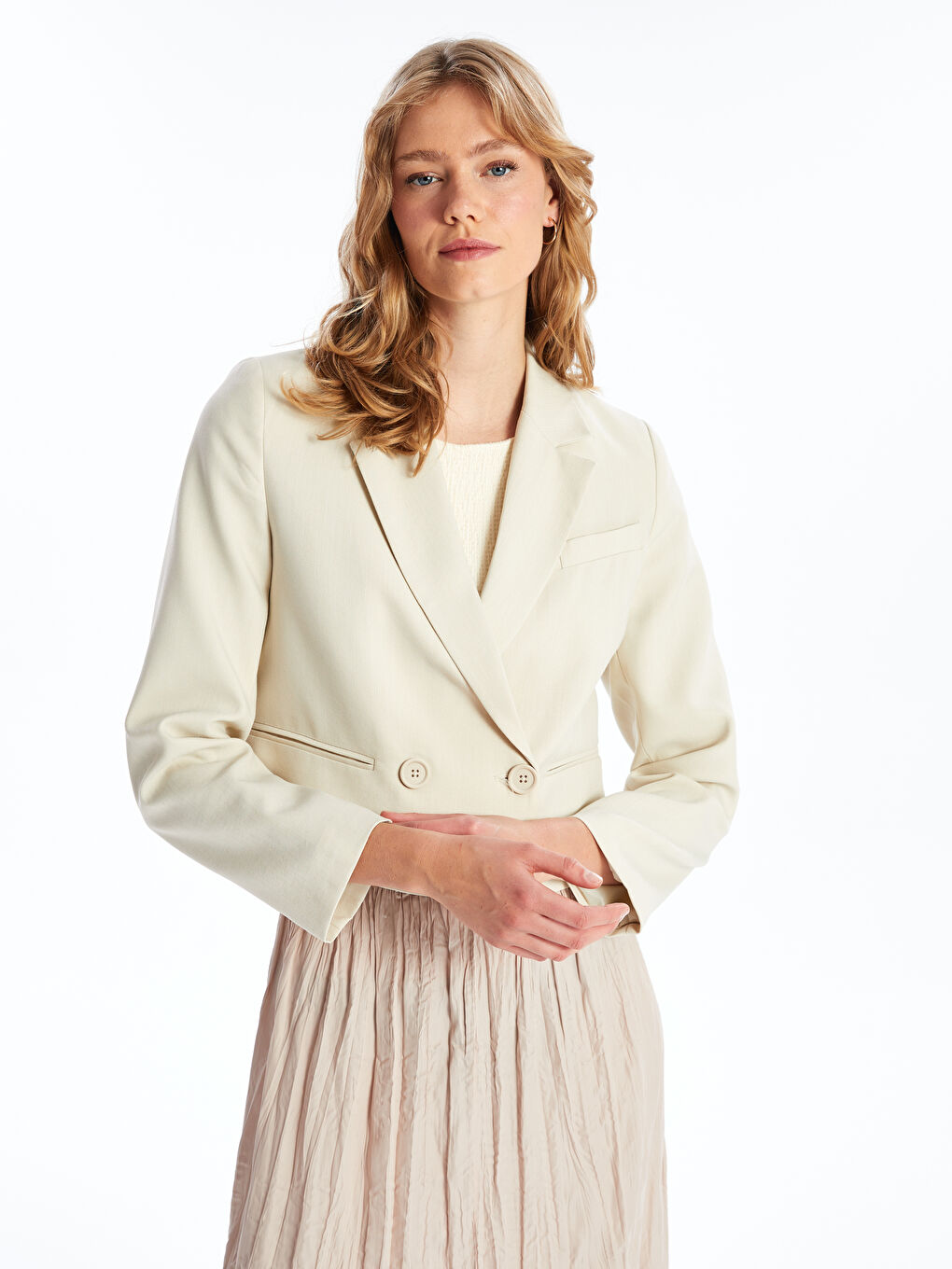Plain Long Sleeve Crop Women's Jacket -S4I570Z8-YB2