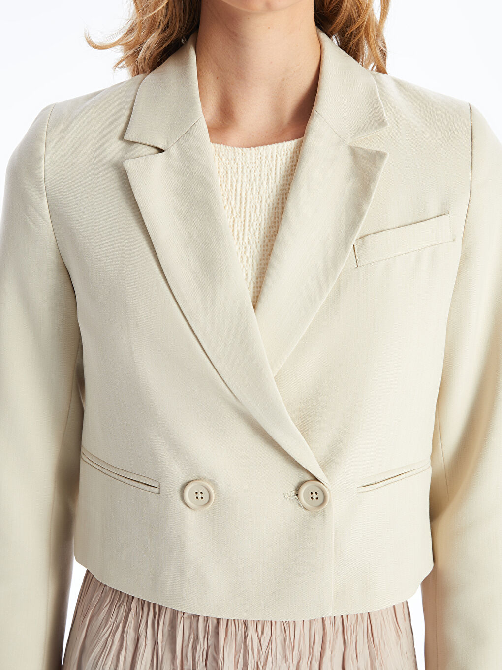 Plain Long Sleeve Crop Women's Jacket -S4I570Z8-YB2