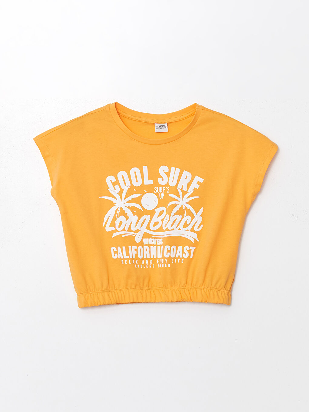 Poncho Crew Neck Printed Short Sleeve Girls' Crop T-Shirt -S4I628Z4-FMA