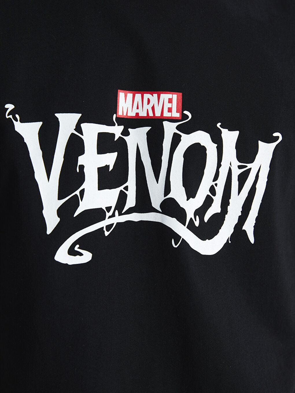 XSIDE Yeni Siyah Bisiklet Yaka Kısa Kollu Venom Baskılı Penye Erkek Tişört - 4