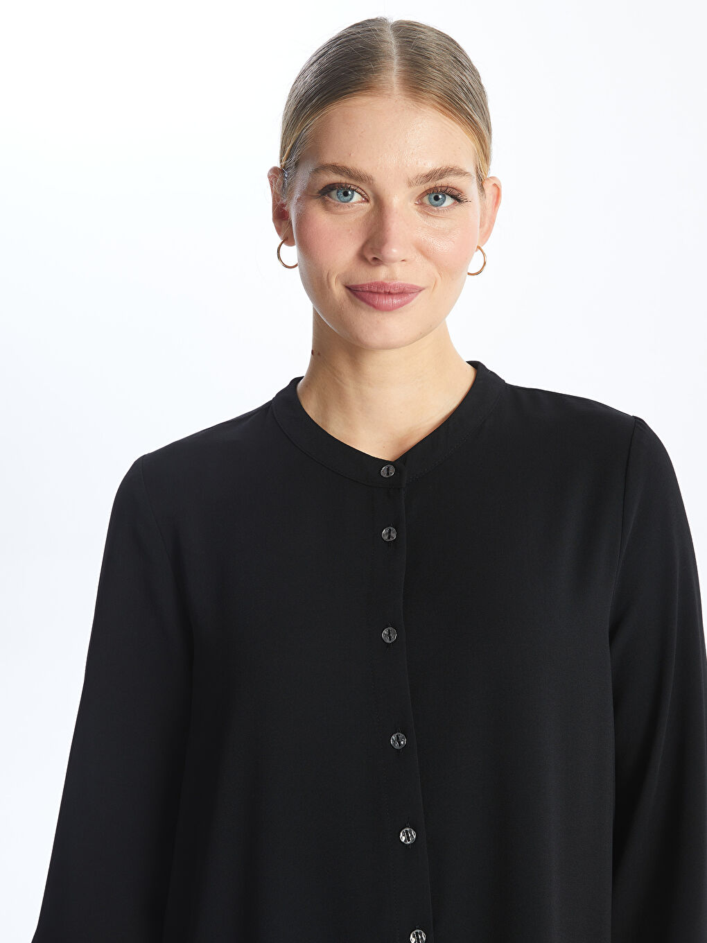 Siyah Kadın Düz Gömlek Tunik-1