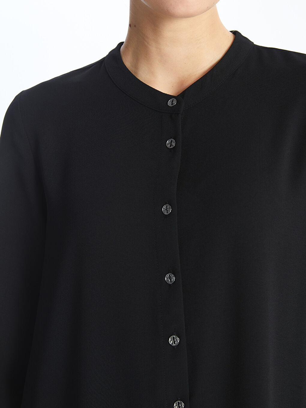 Siyah Kadın Düz Gömlek Tunik-3