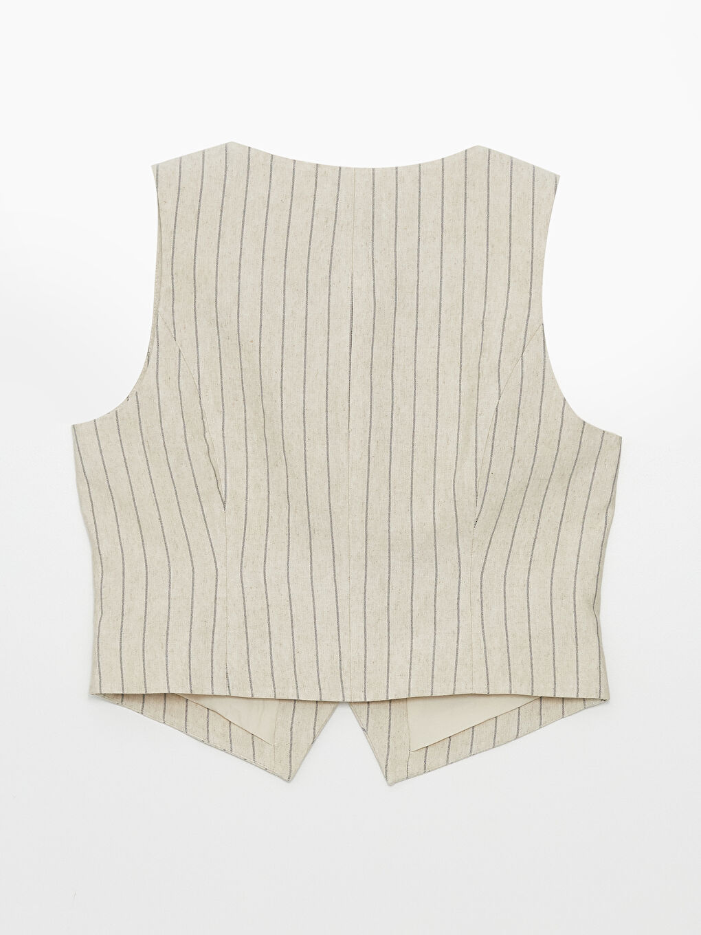 LCW Vision V-Neck Striped Linen Blend Women's Classic Waistcoat -S4I800Z8-ELZ