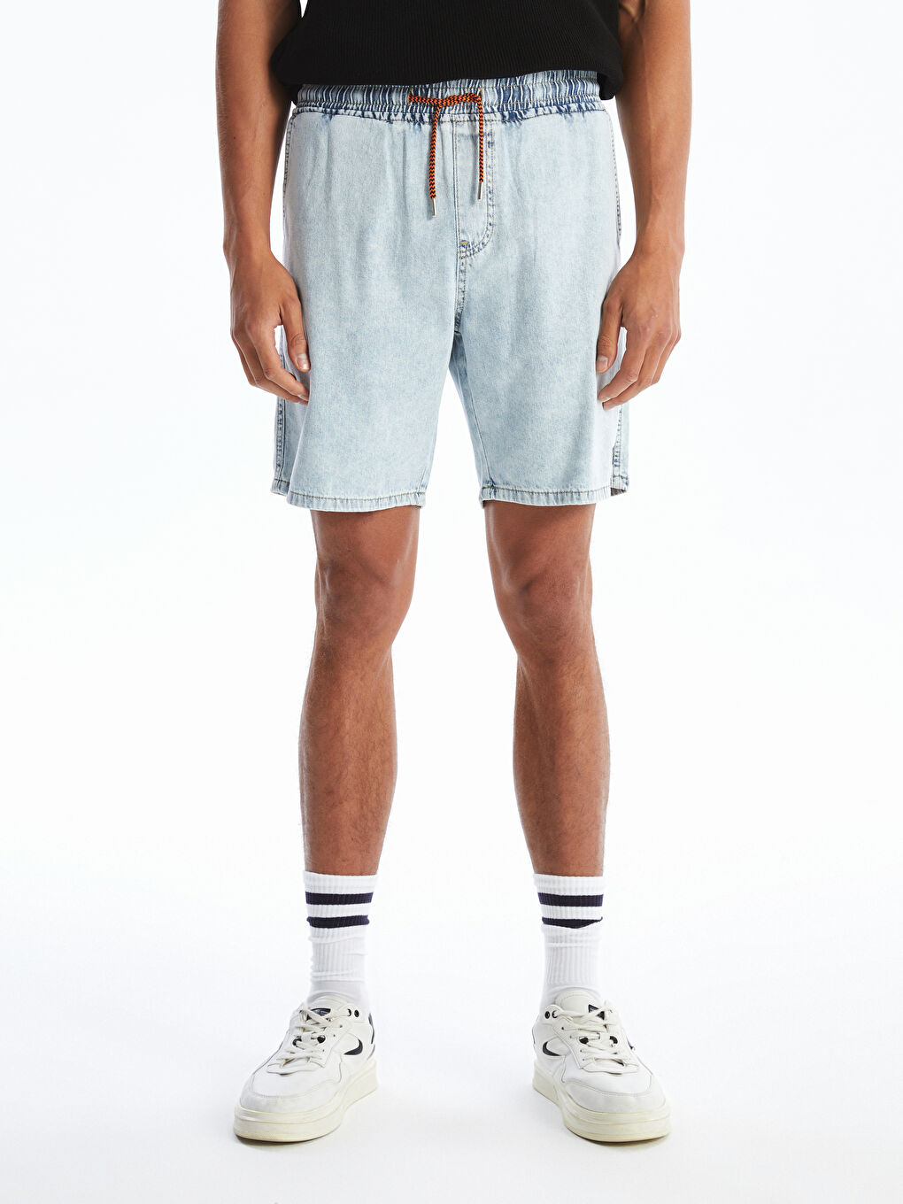 İndigo Rahat Kalıp Erkek Jean Şort-1