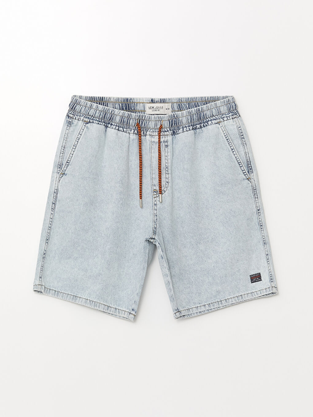 İndigo Rahat Kalıp Erkek Jean Şort-5