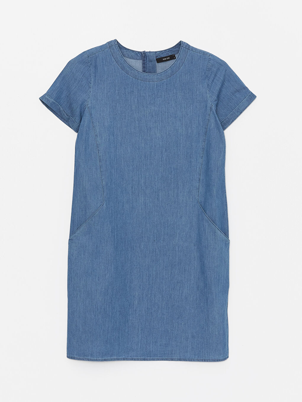 Crew Neck Straight Short Sleeve Women's Jean Dress -S4I836Z8-563