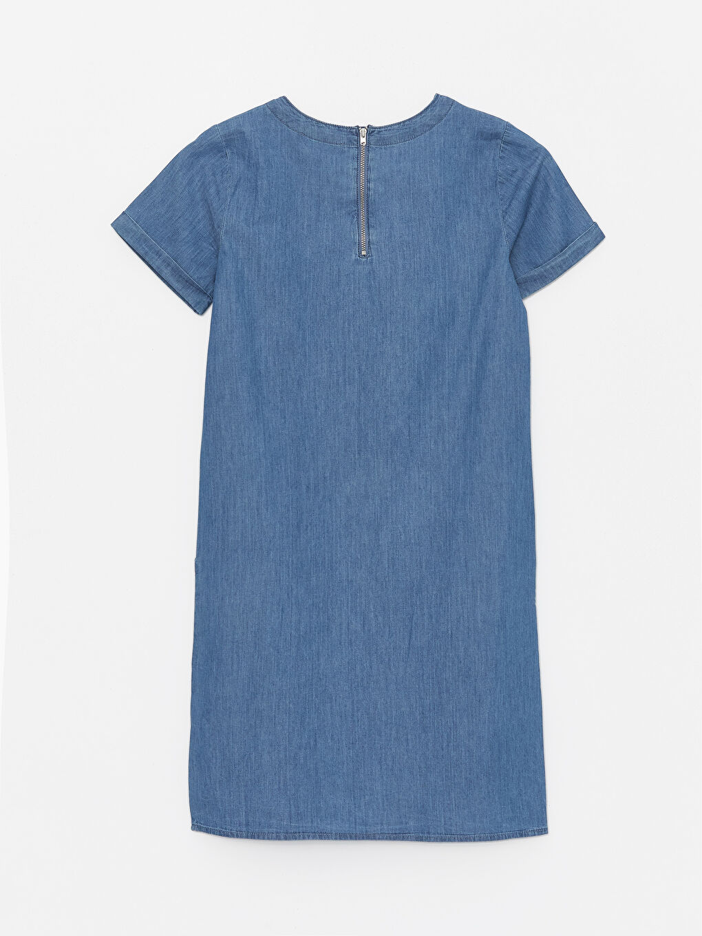 Crew Neck Straight Short Sleeve Women's Jean Dress -S4I836Z8-563