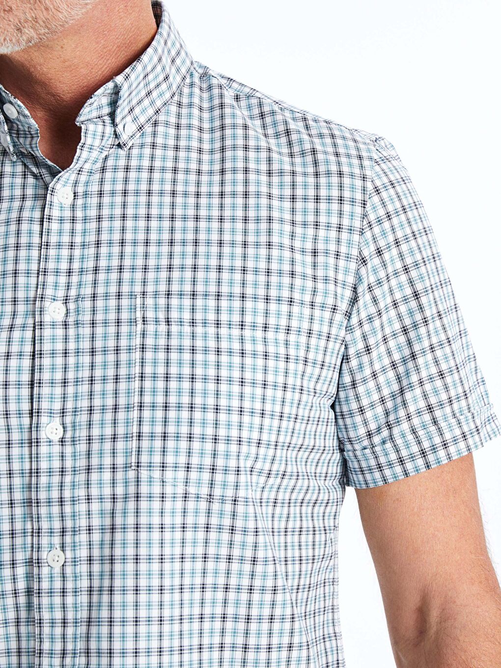 Regular Fit Short Sleeve Plaid Oxford Men's Shirt -S4I843Z8-LME