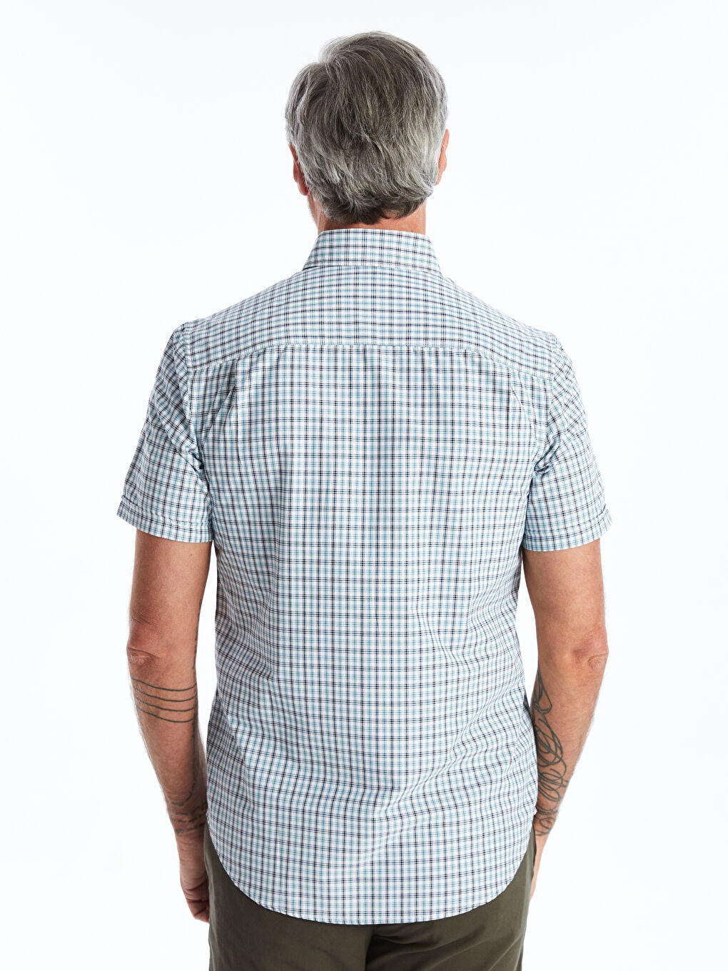 Regular Fit Short Sleeve Plaid Oxford Men's Shirt -S4I843Z8-LME