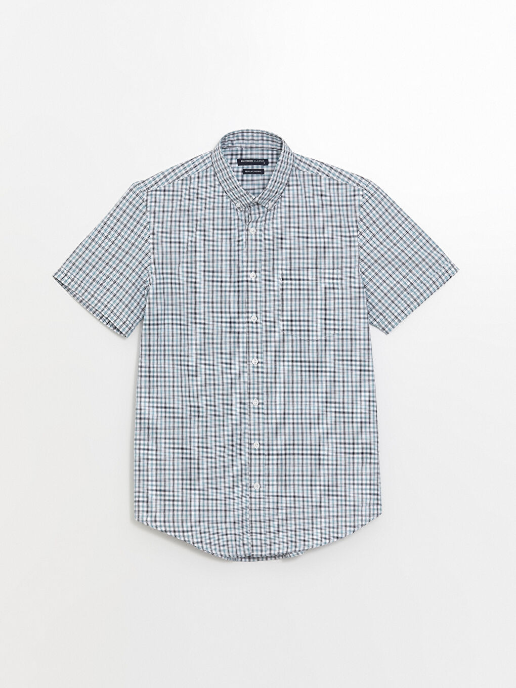 Regular Fit Short Sleeve Plaid Oxford Men's Shirt -S4I843Z8-LME