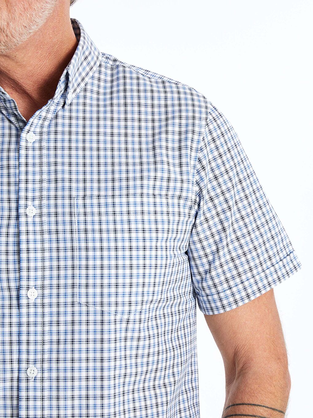 Regular Fit Short Sleeve Plaid Oxford Men's Shirt -S4I843Z8-LMR