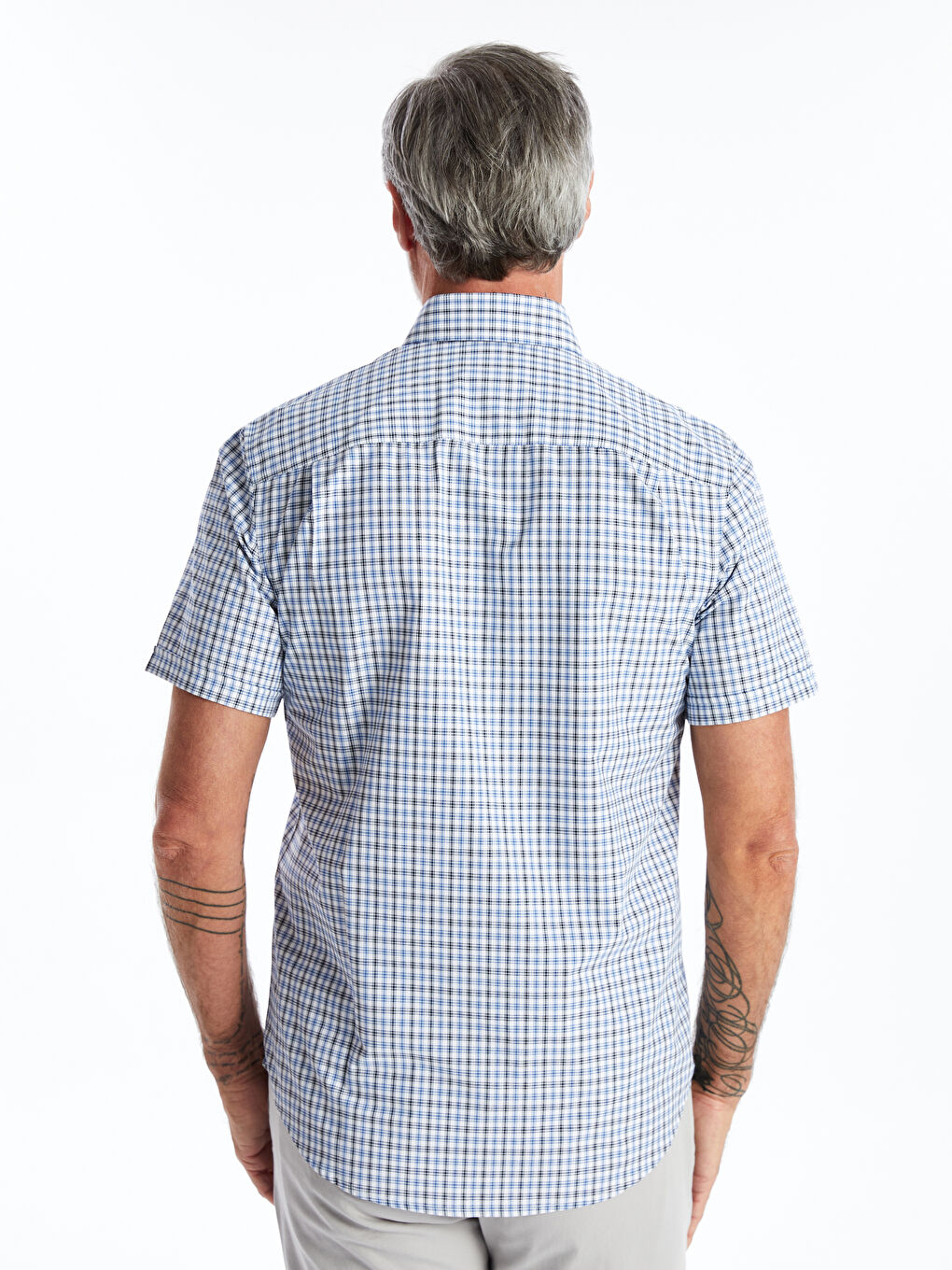 Regular Fit Short Sleeve Plaid Oxford Men's Shirt -S4I843Z8-LMR
