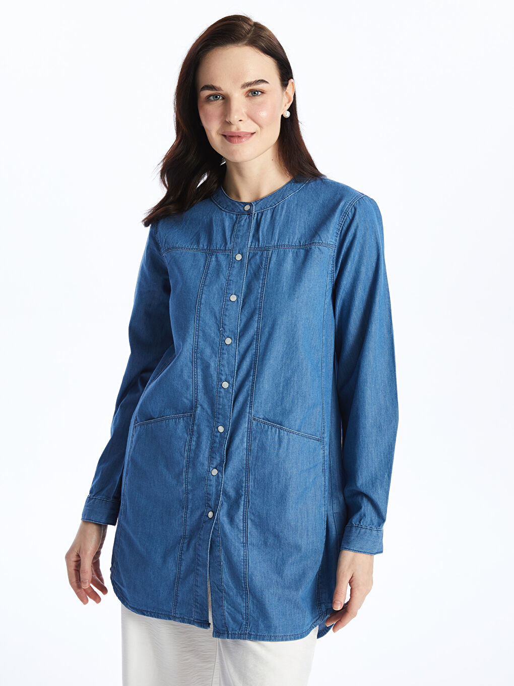 Siyah Bisiklet Yaka Kadın Jean Tunik