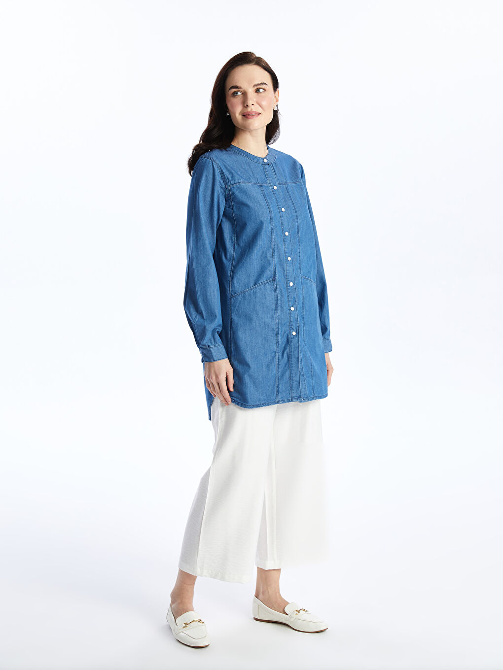 Siyah Bisiklet Yaka Kadın Jean Tunik-2