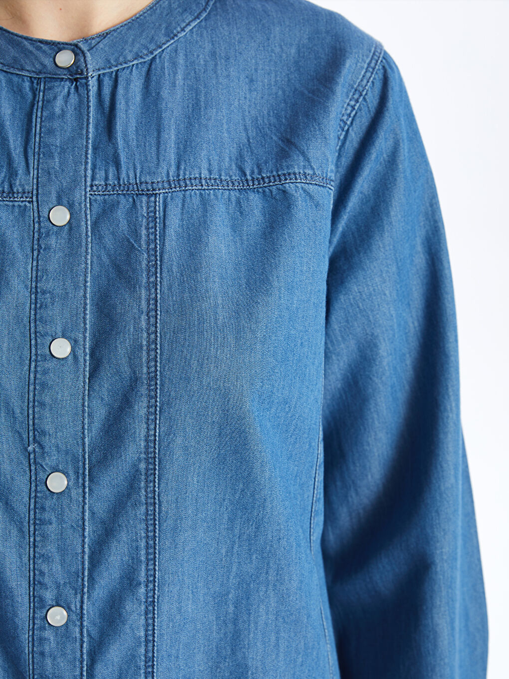 Siyah Bisiklet Yaka Kadın Jean Tunik-3