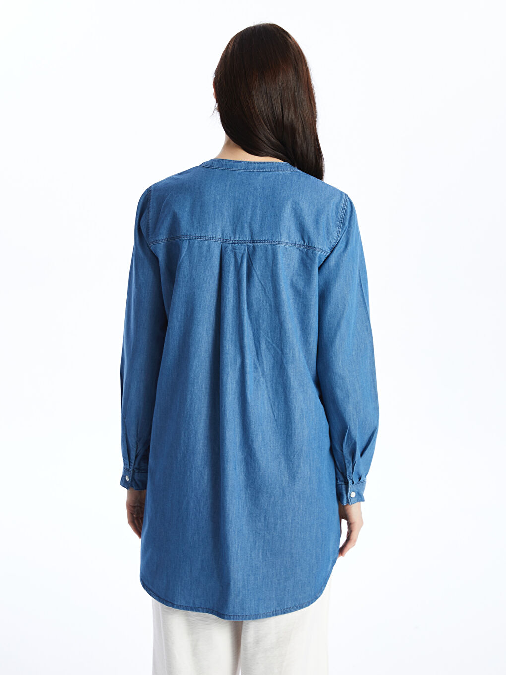 Siyah Bisiklet Yaka Kadın Jean Tunik-4