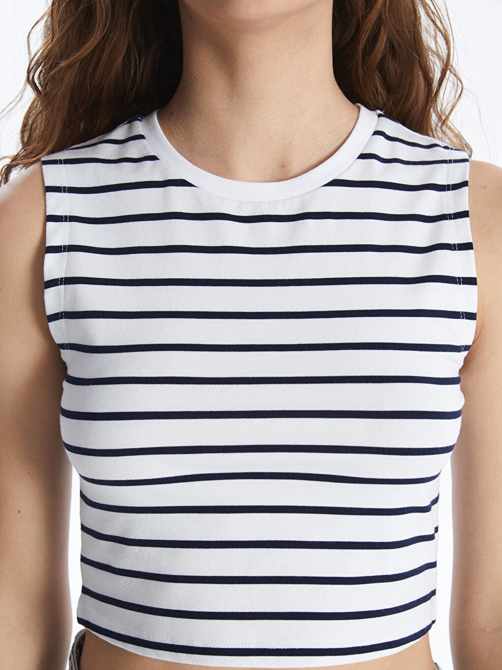 Crew Neck Striped Women's Crop -S4I864Z8-Q6K