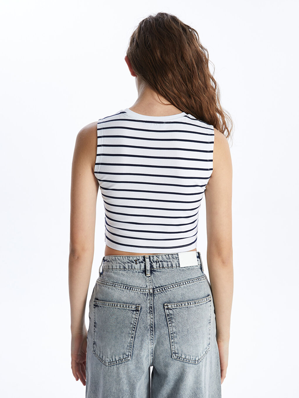 Crew Neck Striped Women's Crop -S4I864Z8-Q6K