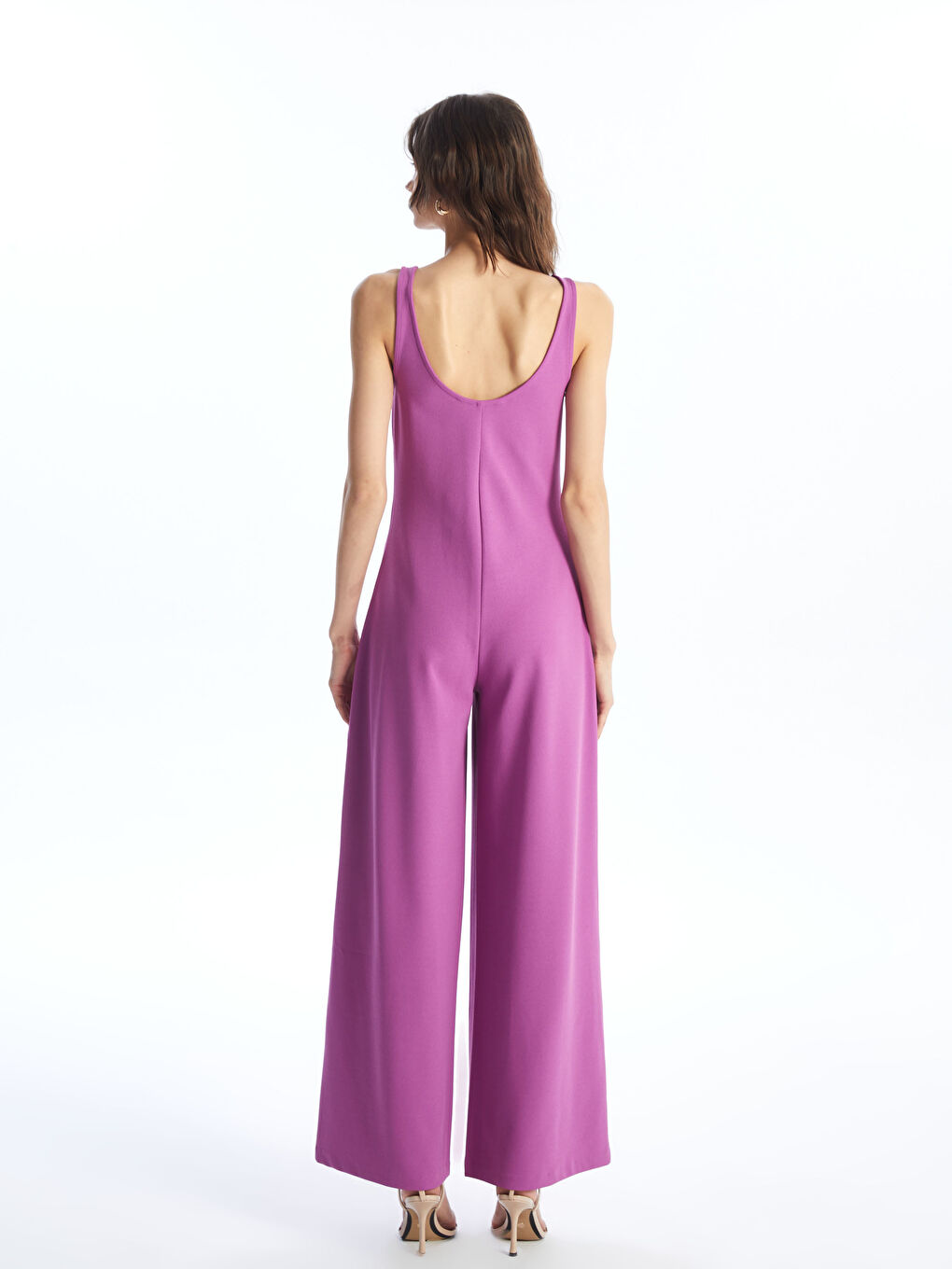 Women's U Neck Plain Jumpsuit -S4I865Z8-R2C