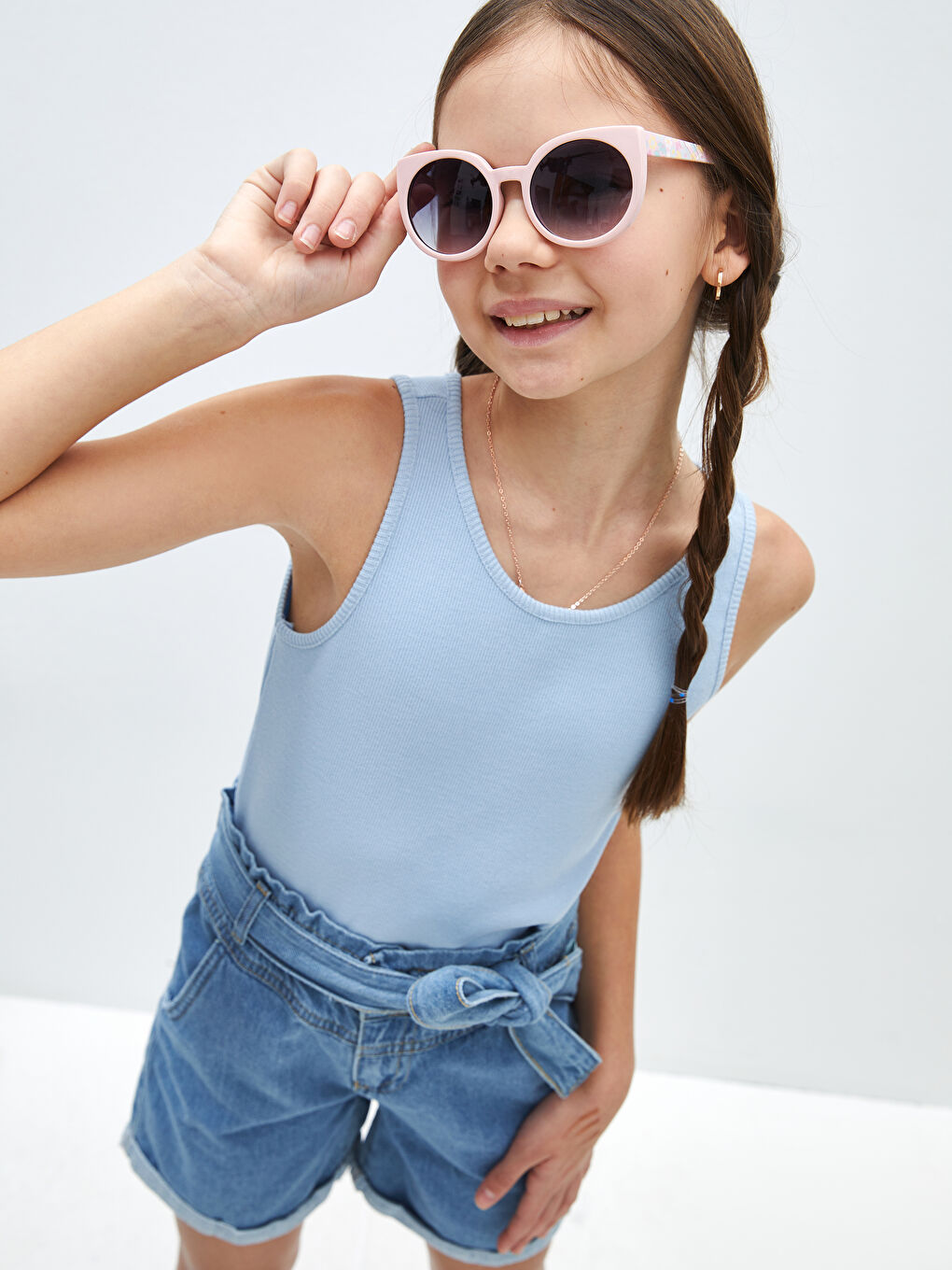 Crew Neck Basic Girls' Tank Top -S4I886Z4-FMR