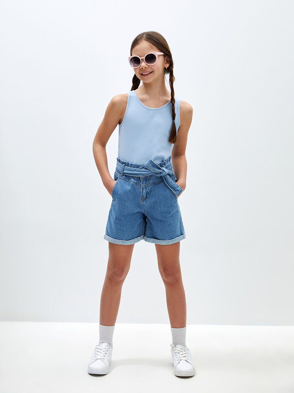 Crew Neck Basic Girls' Tank Top -S4I886Z4-FMR