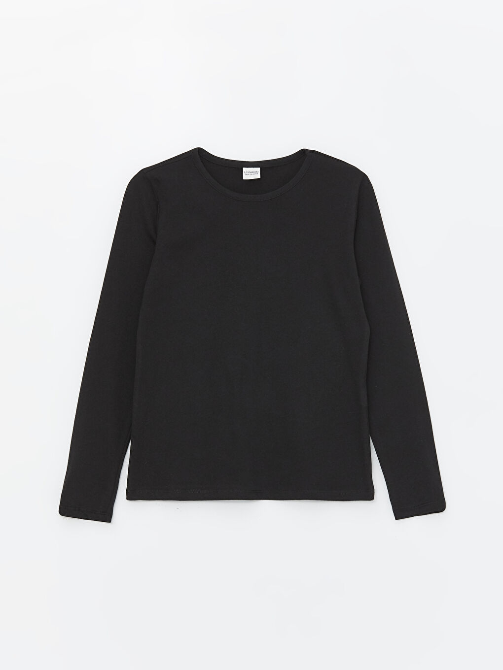 Siyah Bisiklet Yaka Basic Uzun Kollu Kız Çocuk Tişört-3