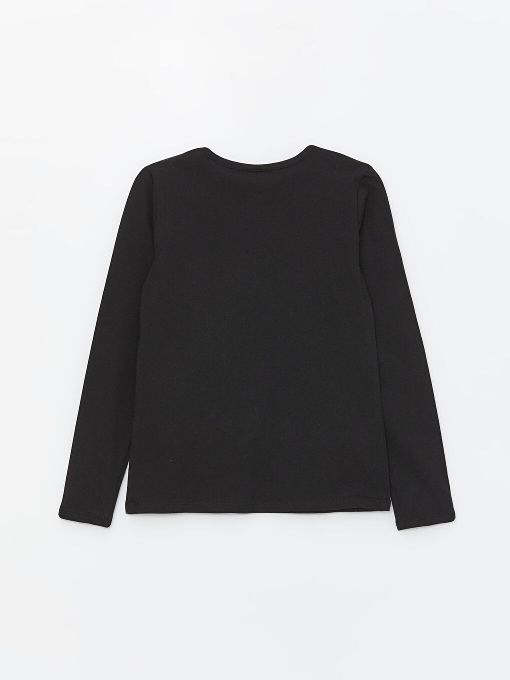 Siyah Bisiklet Yaka Basic Uzun Kollu Kız Çocuk Tişört-4