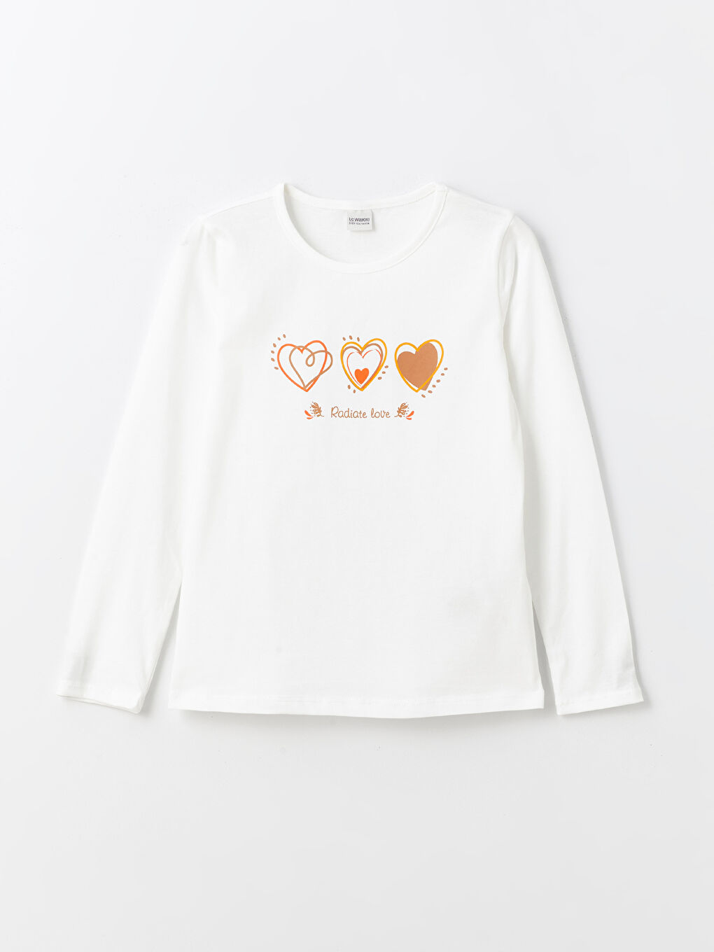 Crew Neck Printed Long Sleeve Girls' T-Shirt-3