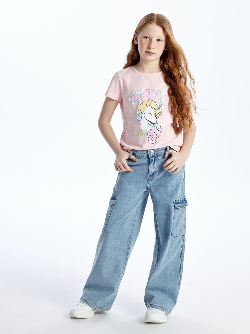 Pembe Bisiklet Yaka Baskılı Kısa Kollu Kız Çocuk Tişört-2