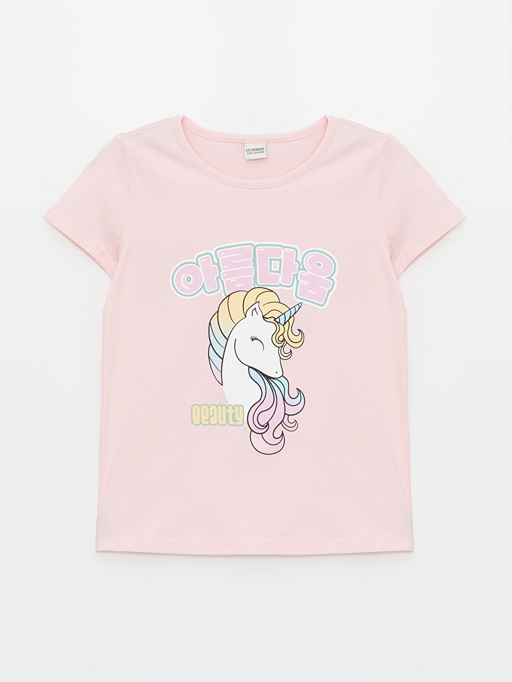 Pembe Bisiklet Yaka Baskılı Kısa Kollu Kız Çocuk Tişört-3