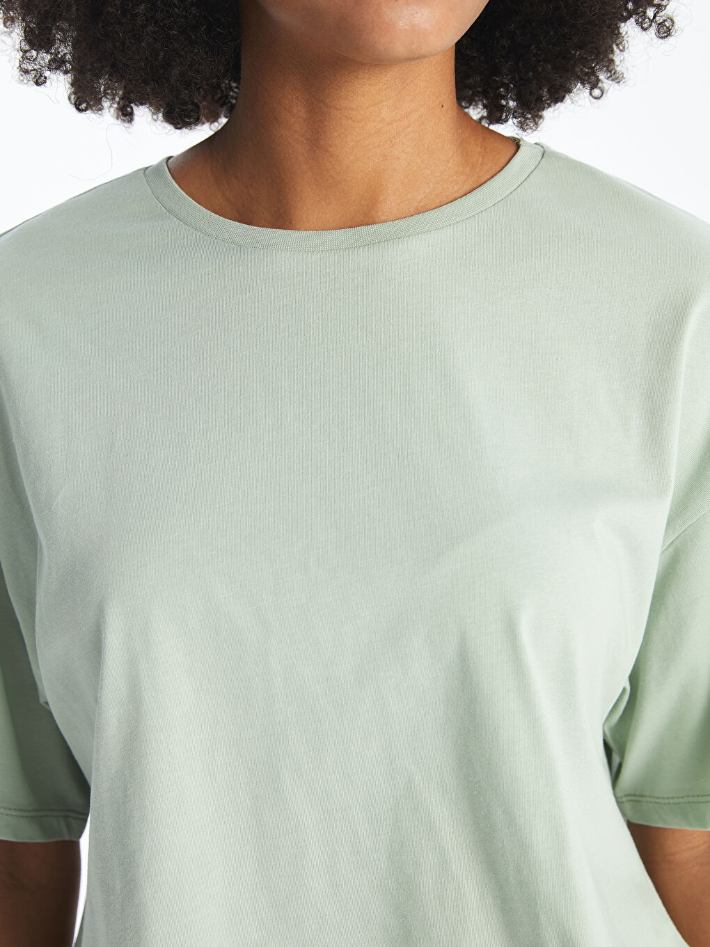 Crew Neck Straight Short Sleeve Women's Crop -S4I929Z8-SBD