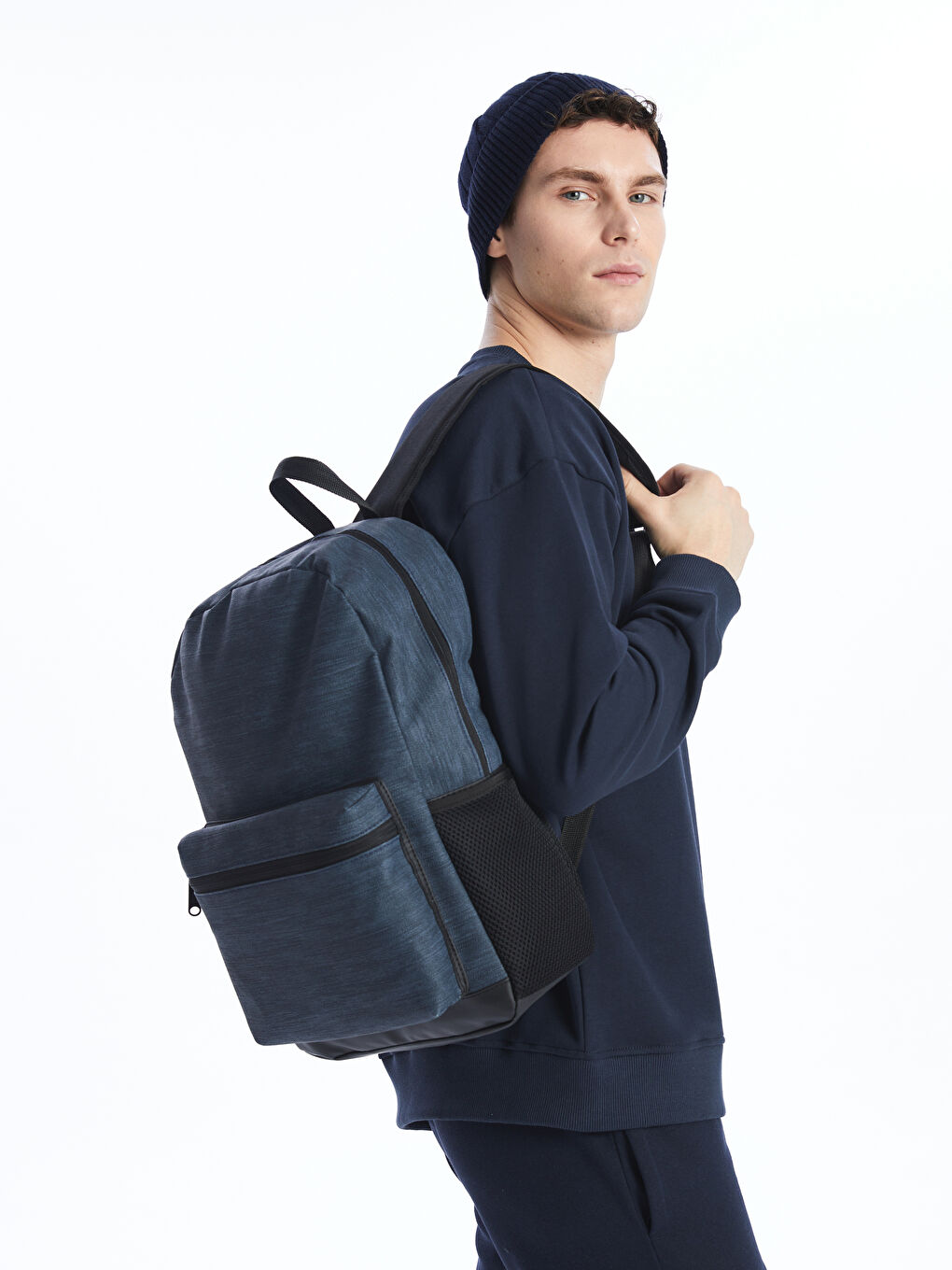 Lacivert Düz Laptop Bölmeli Erkek Sırt Çantası