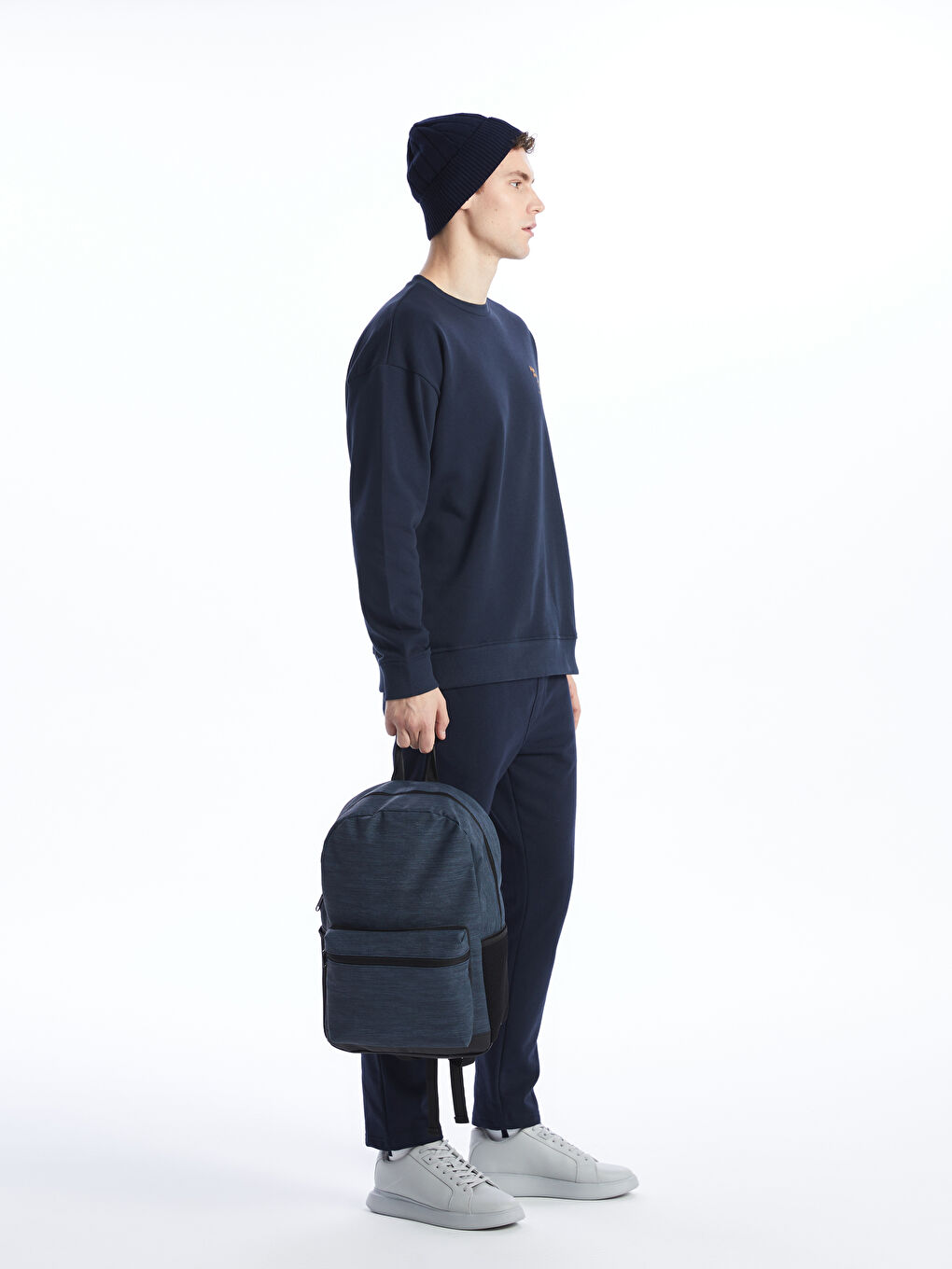 Lacivert Düz Laptop Bölmeli Erkek Sırt Çantası-1