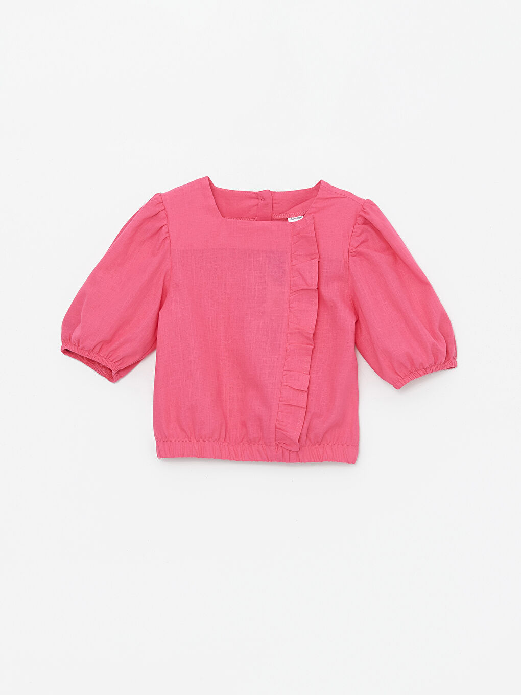 Pembe Kare Yaka Kısa Kol Kız Bebek Bluz ve Pantolon 2'li Takım-1