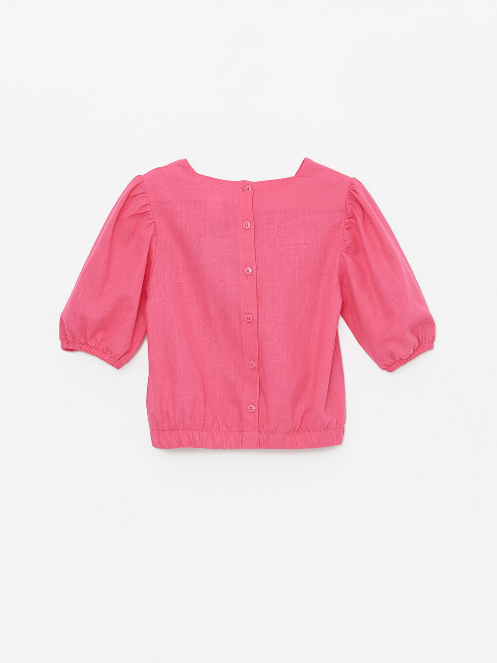 Pembe Kare Yaka Kısa Kol Kız Bebek Bluz ve Pantolon 2'li Takım-3