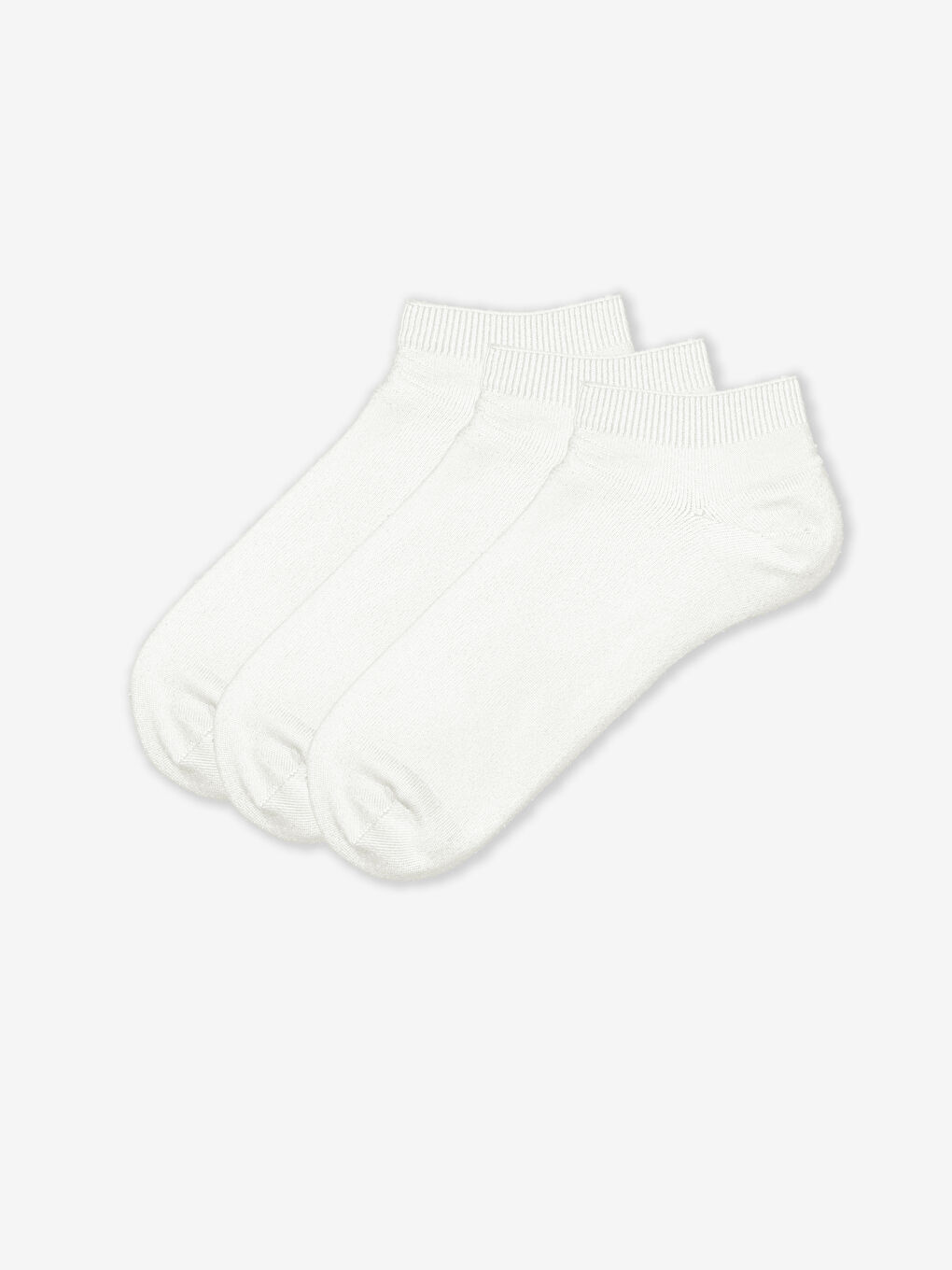 Beyaz Düz Erkek Patik Çorap 3'lü-1
