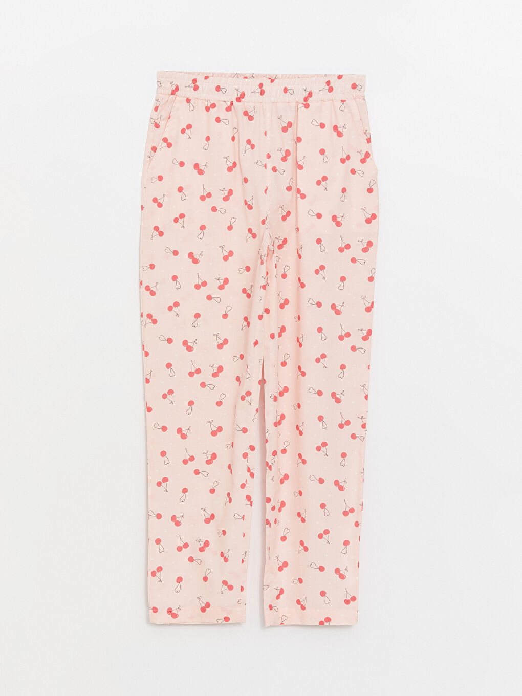 Pembe Beli Lastikli Desenli Kadın Pijama Altı-5