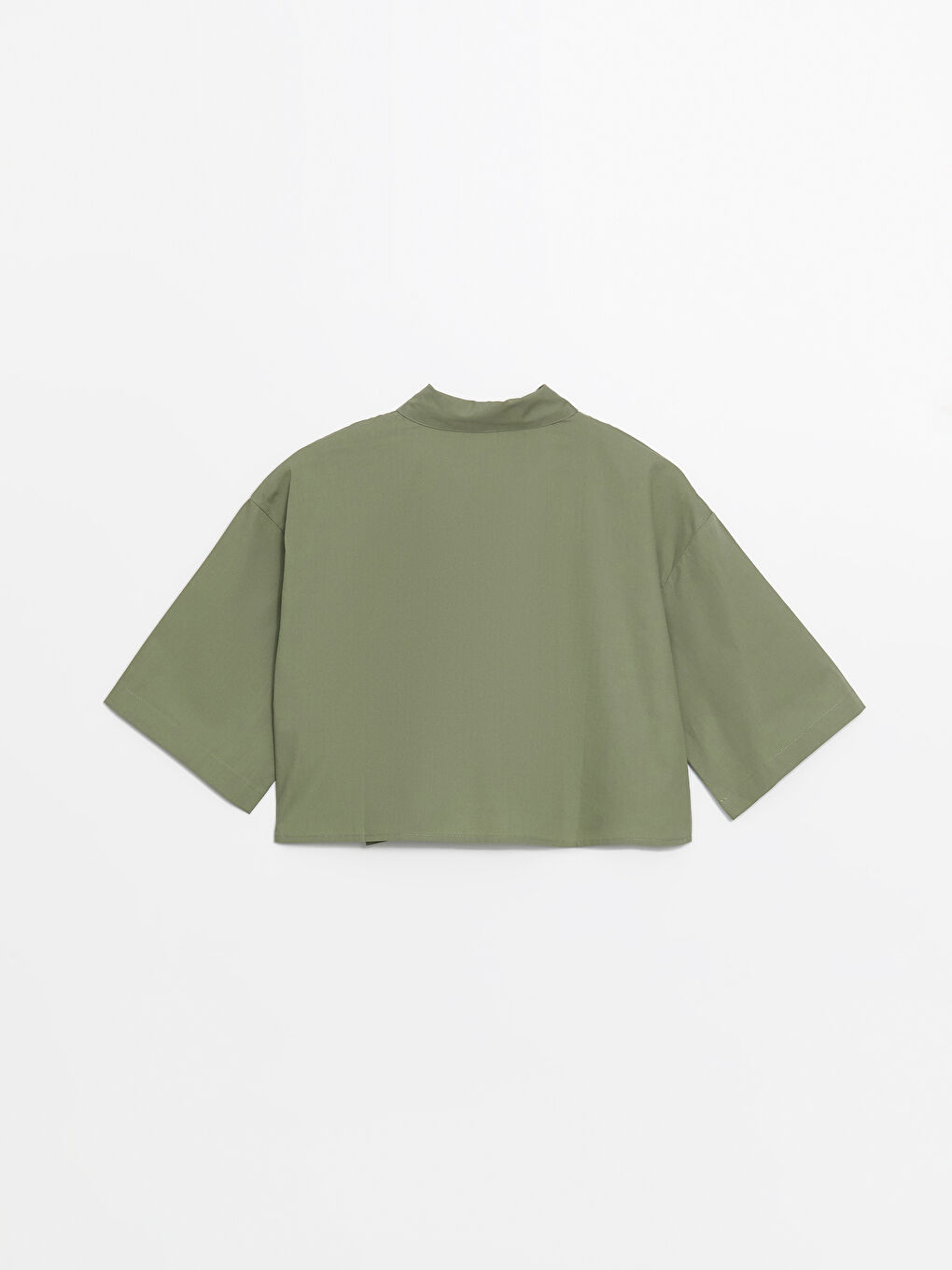 Plain Short Sleeve Crop Poplin Women's Shirt -S4IA90Z8-GC8