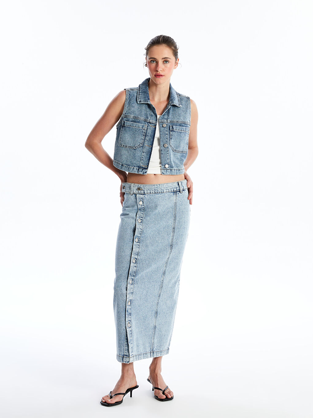 Regular Fit Women's Denim Skirt -S4IB24Z8-311