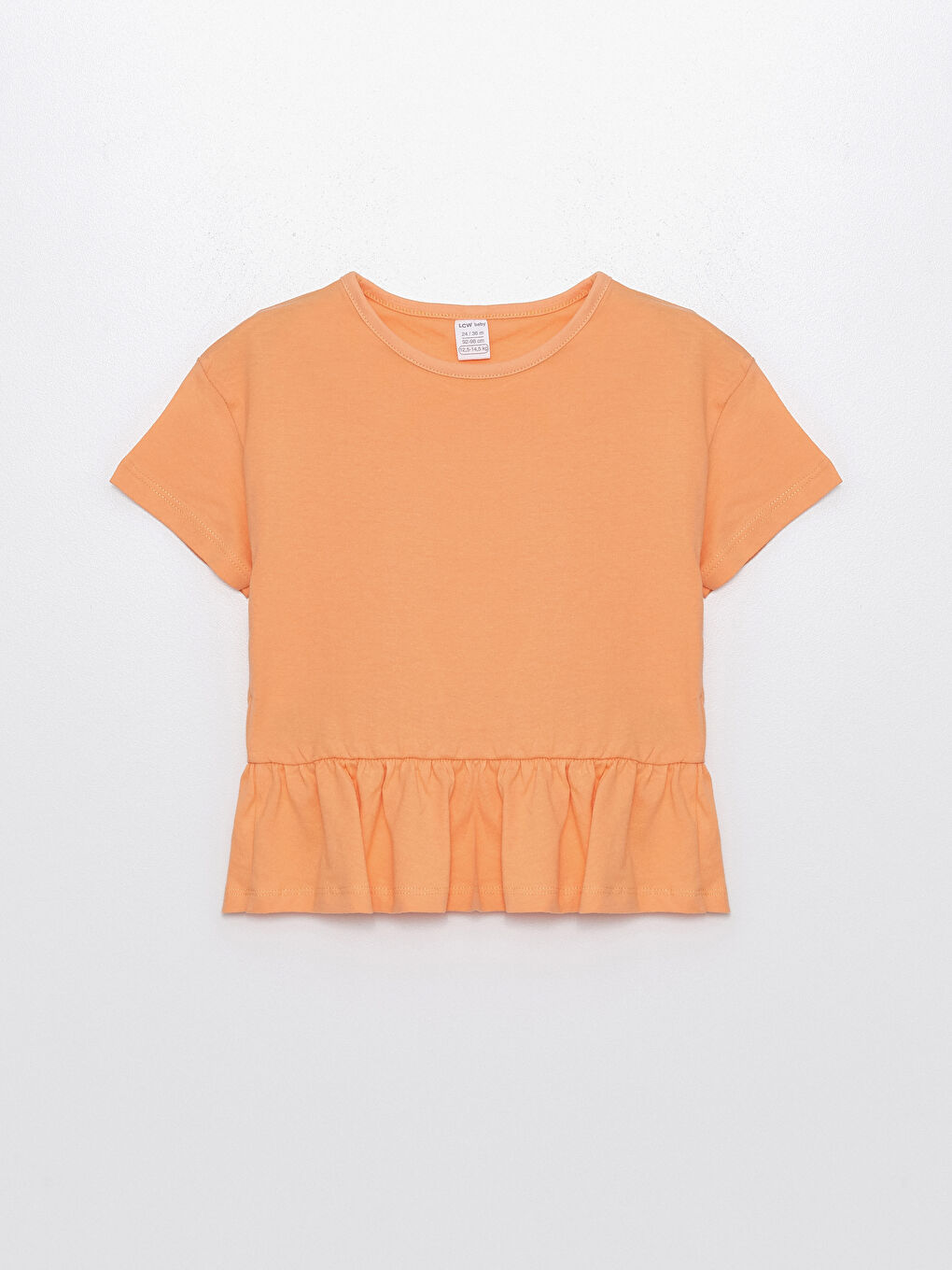 Mercan Bisiklet Yaka Kısa Kollu Basic Kız Bebek Tişört-1