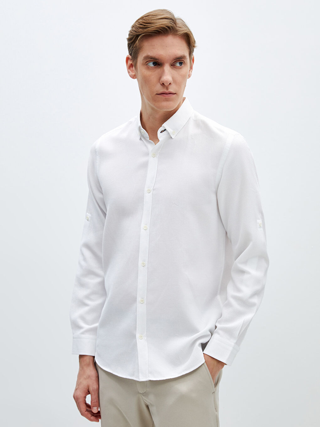 Slim Fit Long Sleeve Men's Shirt-1