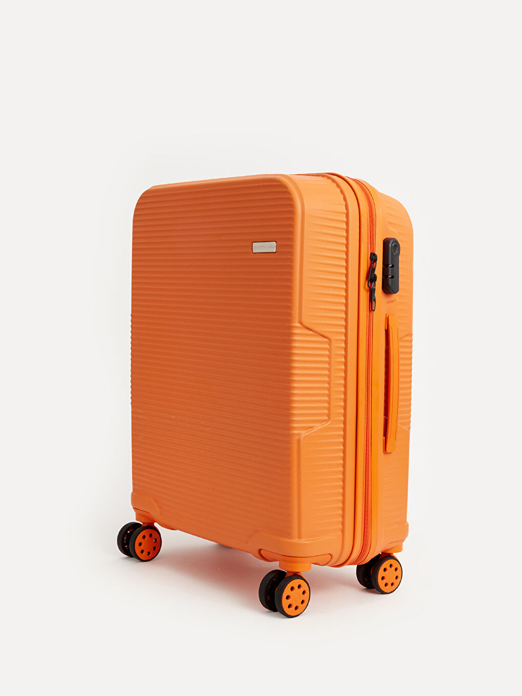 Turuncu Kilit Detaylı Çekme Mekanizmalı Orta Boy Valiz-1