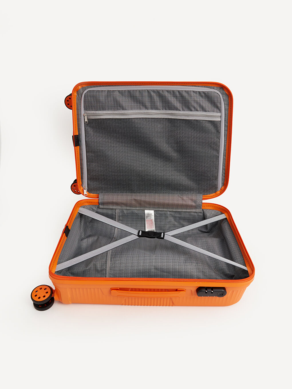 Turuncu Kilit Detaylı Çekme Mekanizmalı Orta Boy Valiz-3